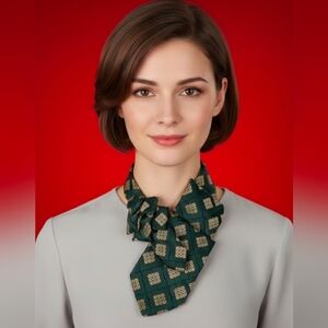 Ogsplosh Women's Fall Vintage Green and Cream Ascot Tie
